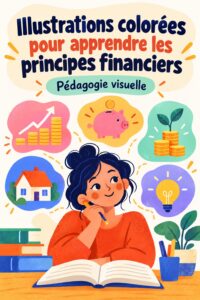 Illustration colorée illustrant des concepts financiers pour les débutants