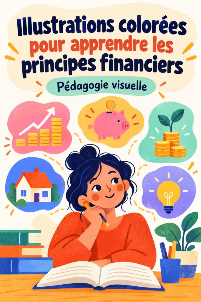Illustration colorée illustrant des concepts financiers pour les débutants
