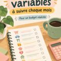 Une femme souriante devant son ordinateur, analysant des dépenses variables pour son budget mensuel.